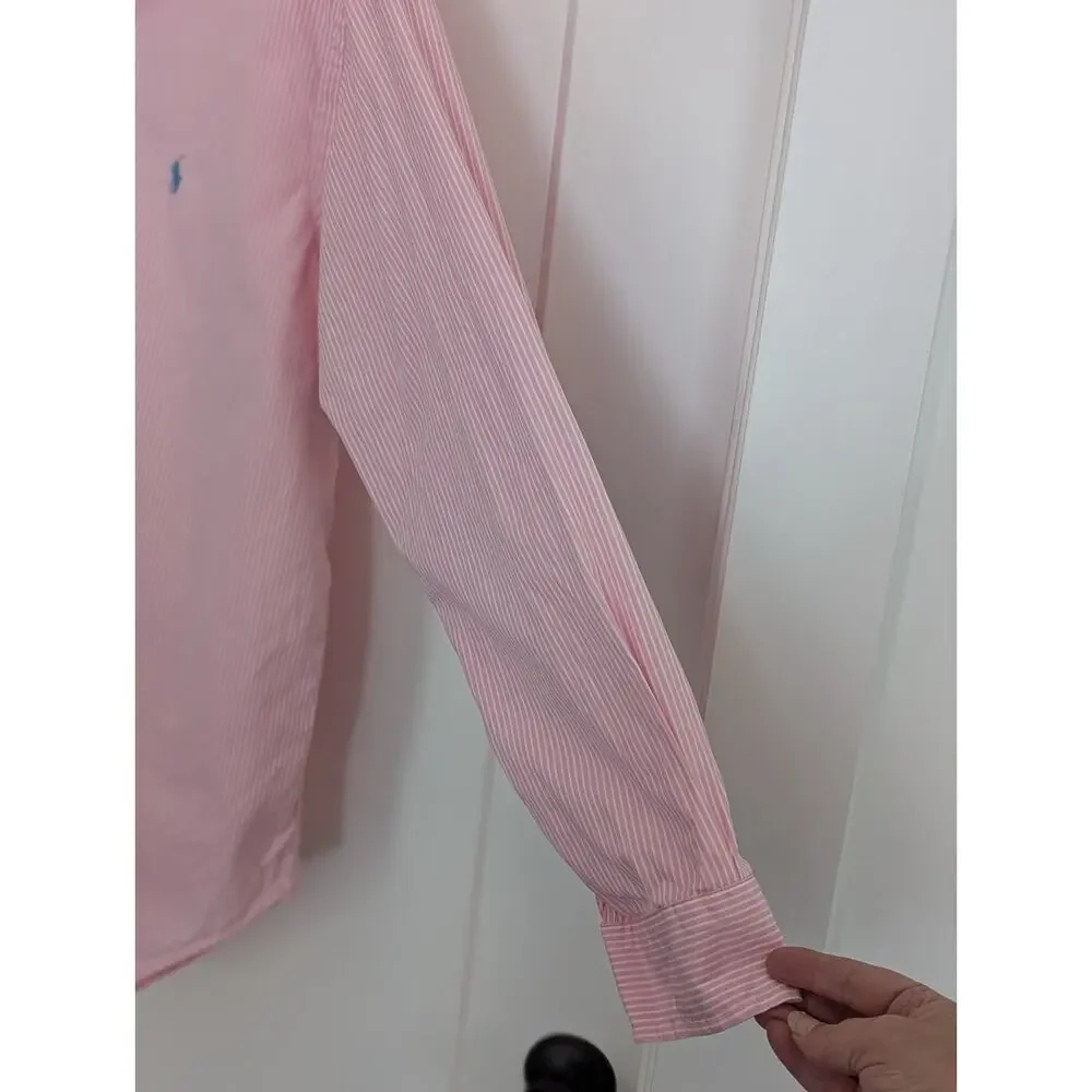Polo Ralph Lauren Men’s Shirt Classic Fit 16.5 32/33 Cotton Pink White Stripe